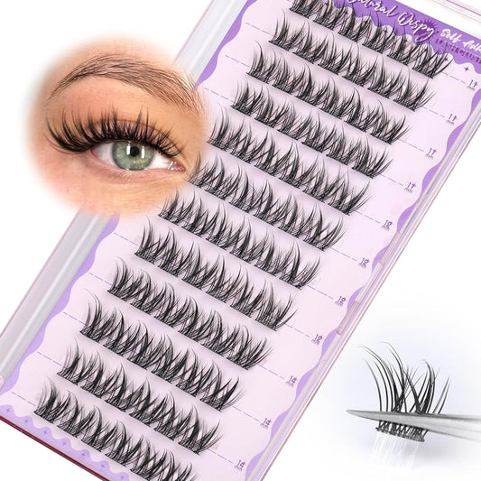 JIMIRE Self Adhesive Eyelashes Manga Lash Clusters Natural Look 11-13MM Wispy Pre Glued Lashes Clusters No Glue Needed Press on Lashes Reusable Invisible Band Fluffy Cluster Eyelash Extensions-FemmiqueWomen