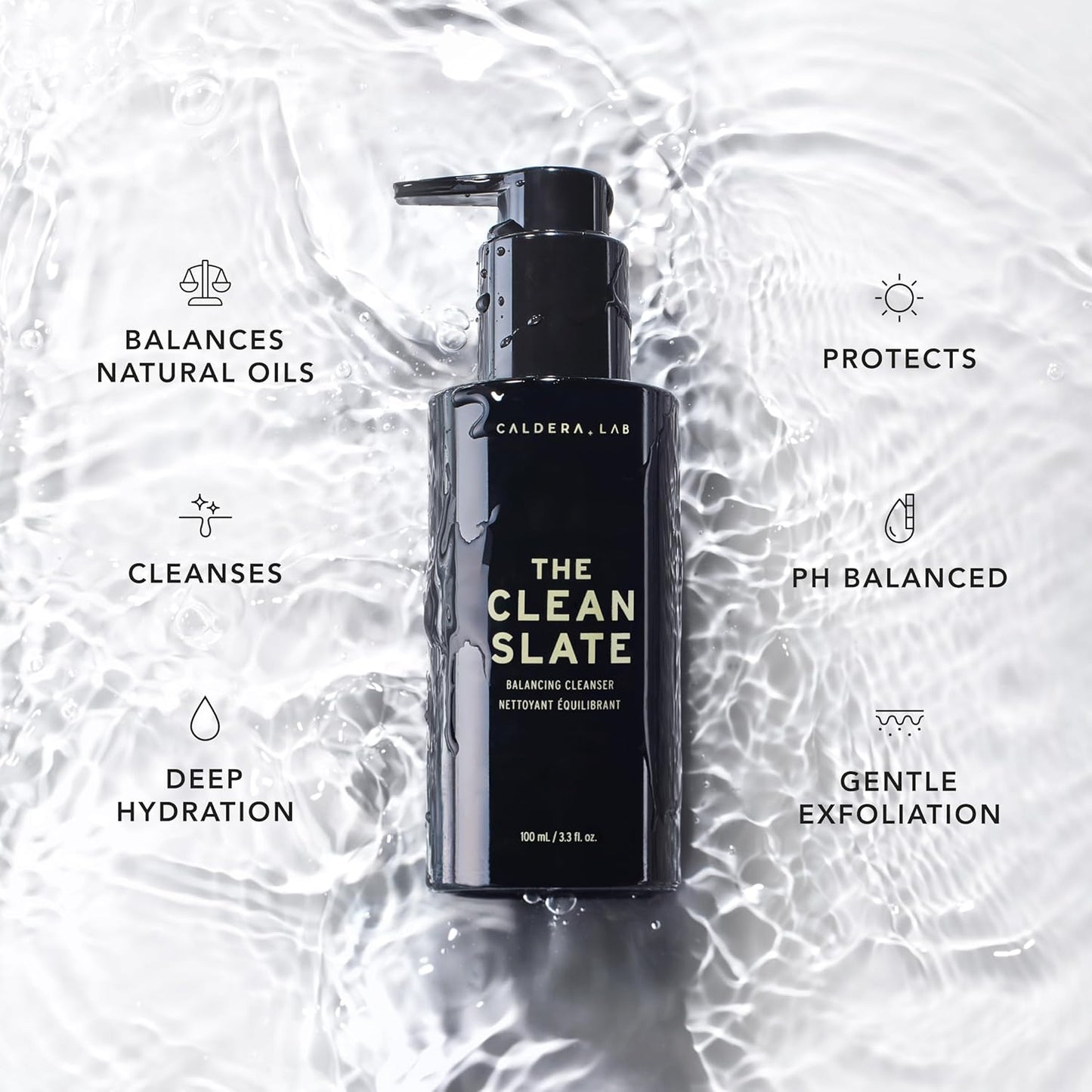 Caldera + Lab The Clean Slate | Men's Organic Foaming Facial Cleanser for Dry, Sensitive, & Normal Skin – Vegan, Natural & Antioxidant Packed Exfoliating Face Wash-FemmiqueWomen