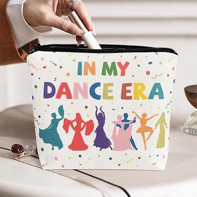 My Dance Era Canvas Zipper Cosmetic Bag, Small Makeup Bag for Women, Friends, Daughter, Sister for Dancers, Dancer Birthday Gifts for Girls (White)-FemmiqueWomen
