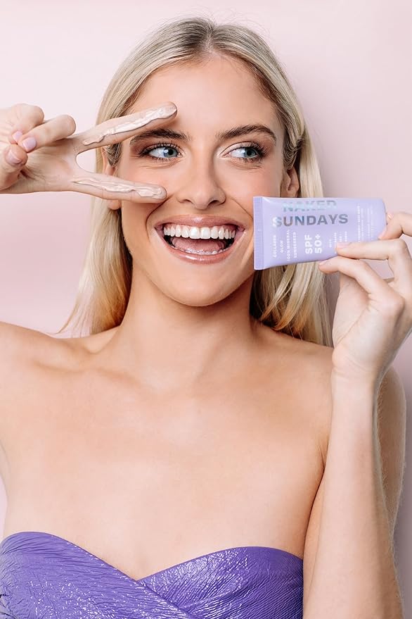 Naked Sundays SPF 50 Daily Facial Moisturizer, All-in-one Mineral Sunscreen, Face Lotion, Makeup Primer with Broad Spectrum UVA/UVB + Zinc Oxide, 50ml-FemmiqueWomen