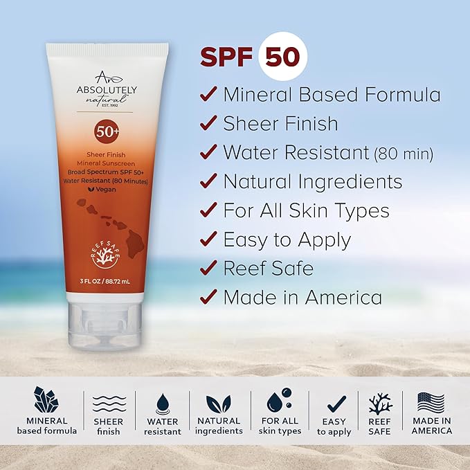 SPF 50+ Mineral Sunscreen Lotion - Anti-Aging Sunblock for Body & Face, Made with Rose Hips, Aloe, Zinc Oxide and Other Cruelty Free and Reef Safe Ingredients - Made in USA-FemmiqueWomen