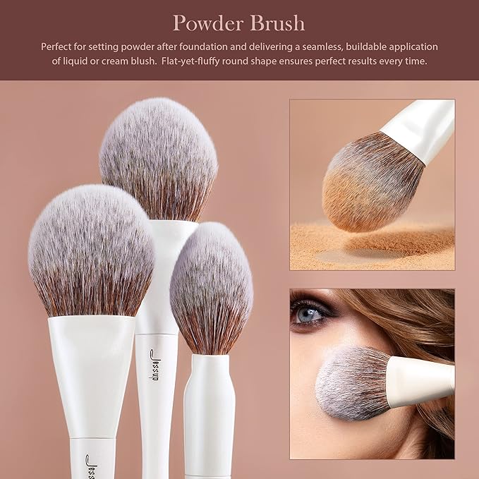 Jessup Make up Brushes 4pcs Face Makeup Brushes Set for Foundation Concealer Blush Contour Powder Highlighter, Pearl White T344-FemmiqueWomen
