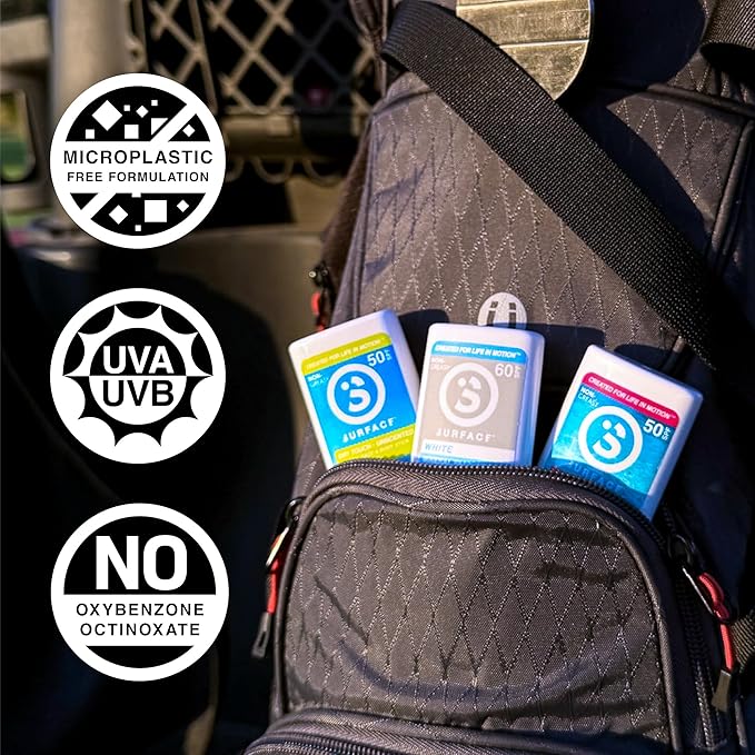 Surface Mineral Sunscreen Face Stick SPF 60, Lightweight Non-Nano Zinc Oxide Formula, Reef Friendly, Broad Spectrum UVA UVB Protection, Water Resistant Sun Care for 80 Minutes, Clear, 0.5oz-FemmiqueWomen