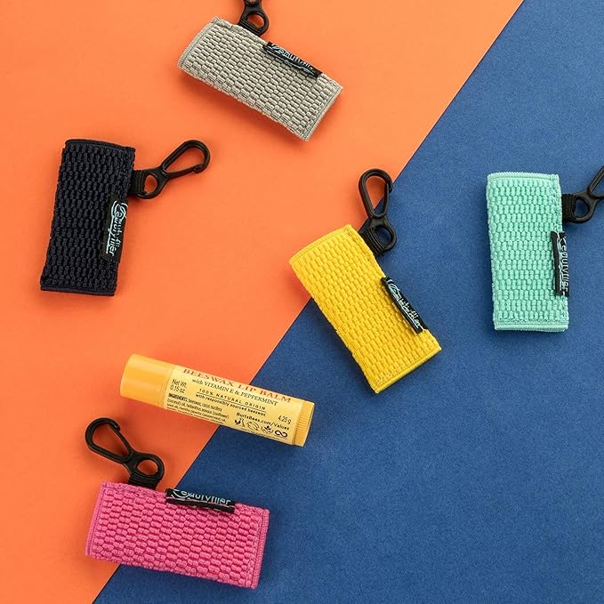 Beautyflier Cute Elastic Lip Balm Holder Keychain, Lipstick Sleeve Chapstick Sleeve Holder for Burts Bees Chapstick-FemmiqueWomen