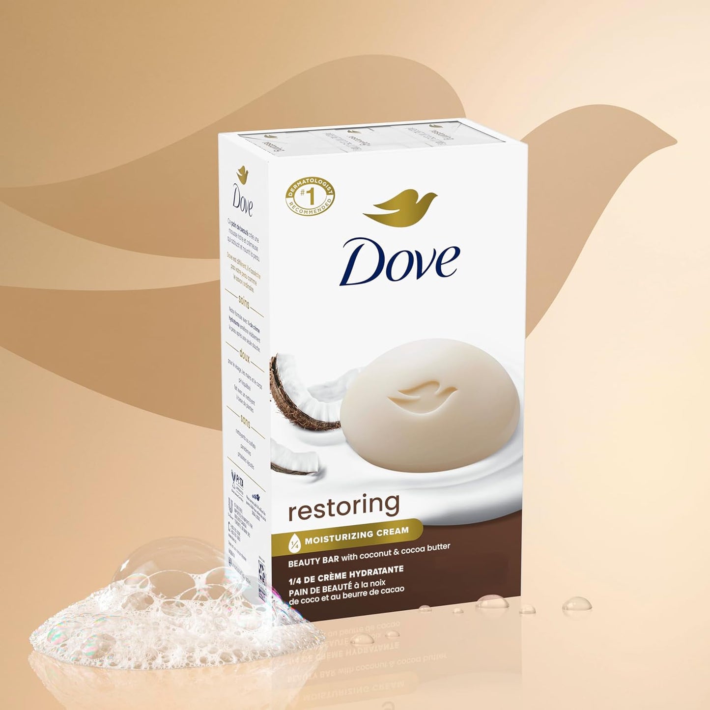 Dove Beauty Bar Soap Restoring Coconut & Cocoa Butter 6 Count for Restored Skin, Nourishes Skin 3.75 oz-FemmiqueWomen