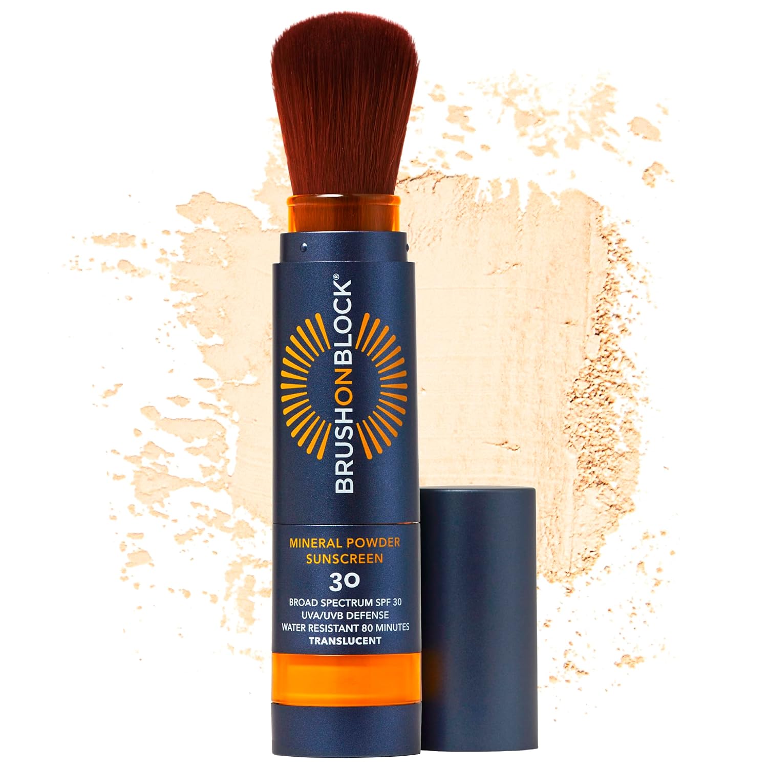Brush On Block SPF 30 Mineral Powder Sunscreen New Formula, With Niacinamide, Hyaluronic Acid, & Vitamin C, Broad Spectrum, Water Resistant, Translucent, For All Skin Types, Reef Friendly, Mfg in USA-FemmiqueWomen
