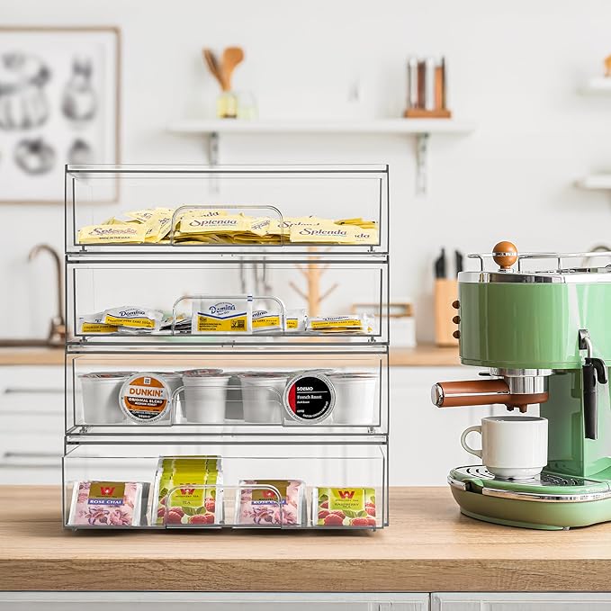 Sorbus Acrylic Storage Containers - 2 Pack, Stackable Storage Bins Set for Bathroom Organization - Clear Acrylic Drawer Organizers - Makeup Case Pull-Out Drawers (12.1’’ Wide)-FemmiqueWomen