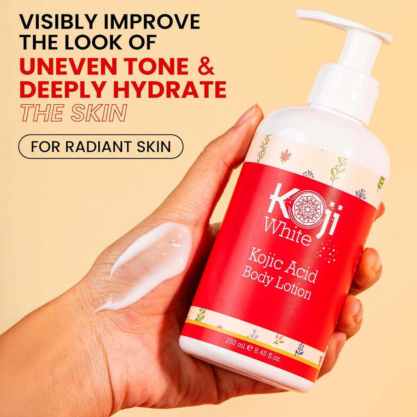 Koji White Kojic Acid Body Lotion – Vegan Moisturizing Lotion for Dry Skin, Hydrating and Nourishing, Paraben-Free, 8.45 Fl Oz-FemmiqueWomen