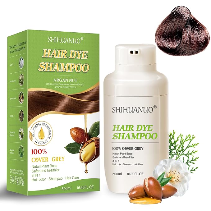 Hair Dye Shampoo 3 in 1 for Gray Hair Coverage, Argan nut Natural Shampoo Hair Dye for Women & Men/Ammonia-Free 500ml(Coffee)-FemmiqueWomen