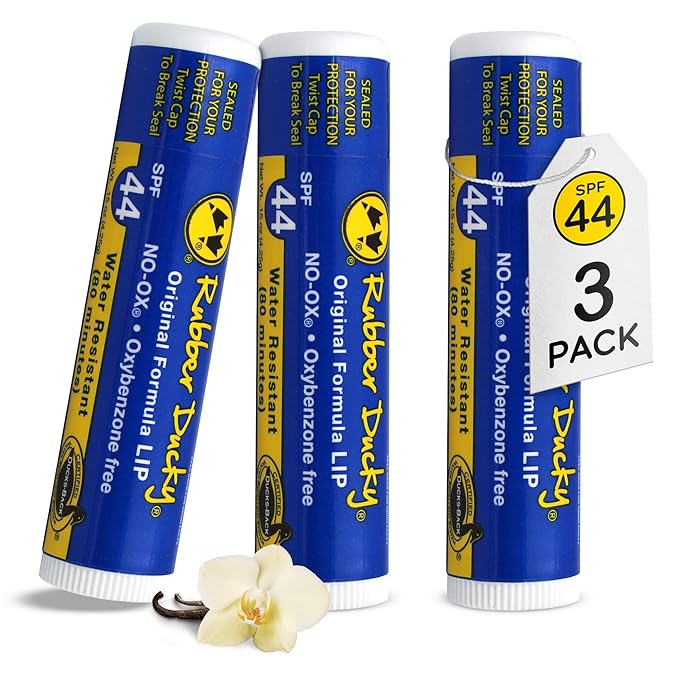 Rubber Ducky | Lip Sunscreen, Lip Balm with SPF 44, Water Resistant Sunscreen Lip Balm | Vegan, Untinted, Vanilla Flavor, with Vitamin E | All Season - Broad Spectrum Sunscreen for Lips-FemmiqueWomen