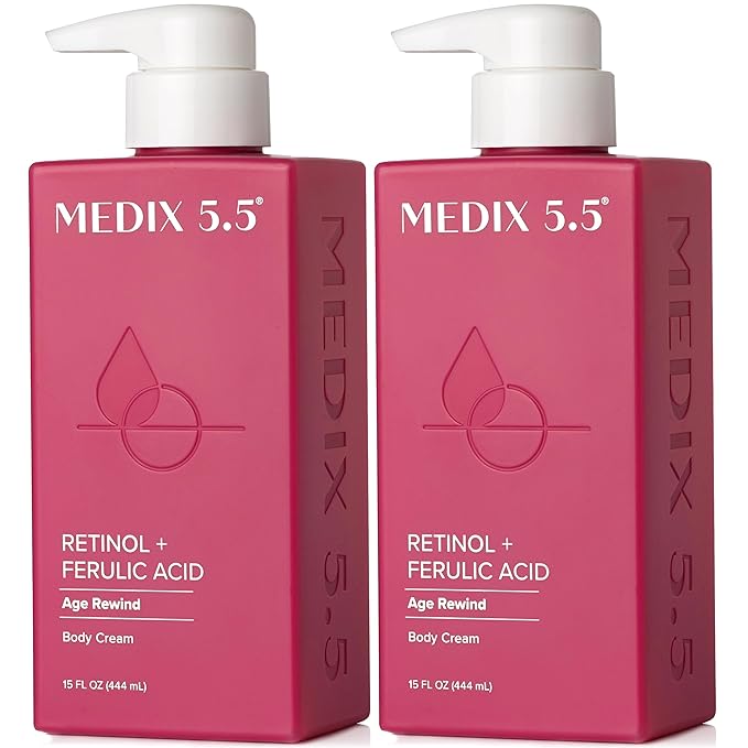 Medix 5.5 Retinol Body Lotion Firming Moisturizer | Crepey Skincare Treatment | Retinol Body Cream | Anti Aging Firming Cream For Women Targets Look Of Crepe Skin, Wrinkles, & Sagging Skin, 2-Pack-FemmiqueWomen