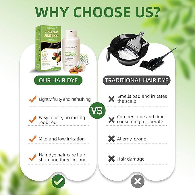 Hair Dye Shampoo 3 in 1 for Gray Hair Coverage,Argan nut Natural Shampoo Hair Dye for Women & Men/Ammonia-Free 500ml(Linen)-FemmiqueWomen