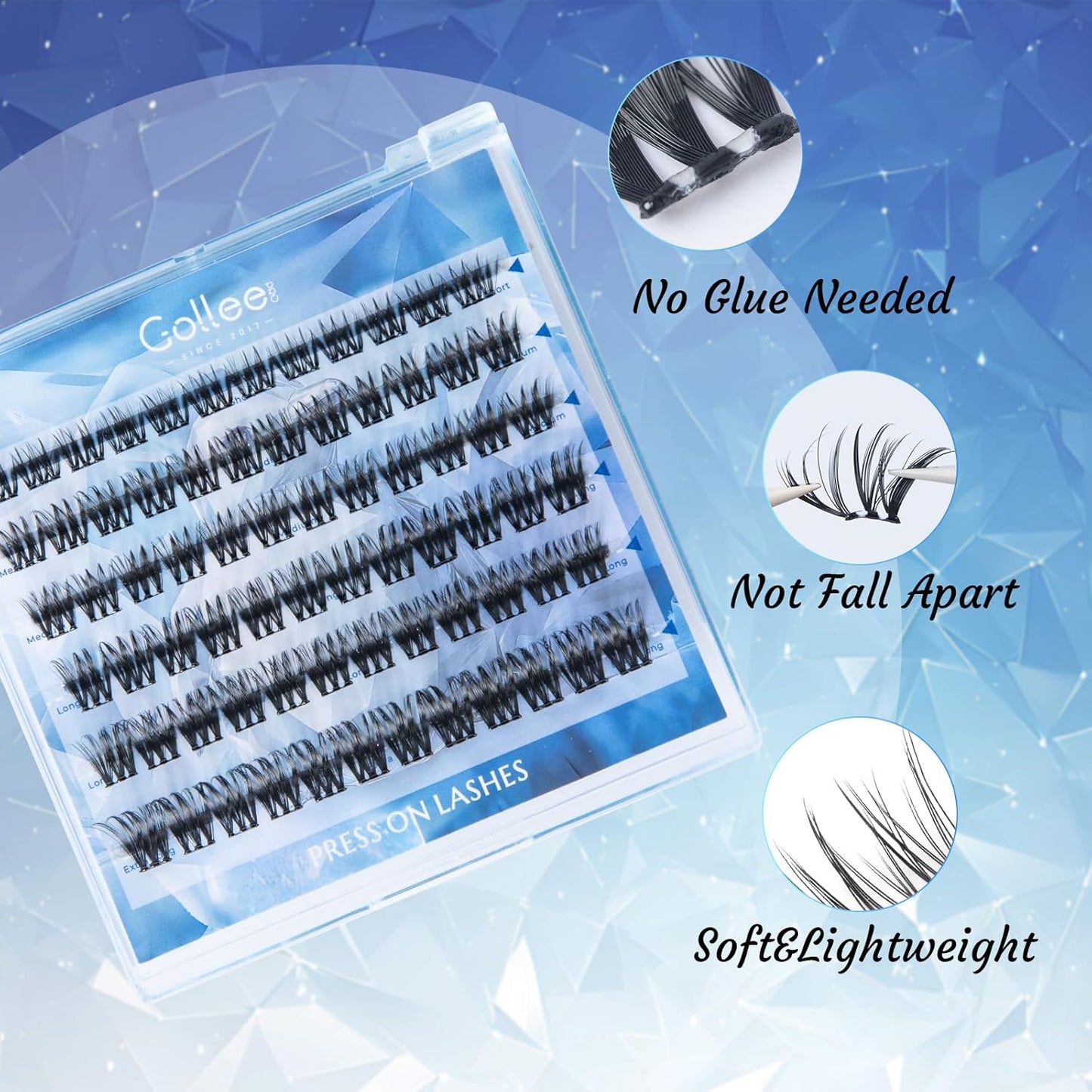 Self Adhesive Eyelashes Clusters Natural Look Wispy Press On Lash Clusters Pre Glued Eyelash Clusters Reusable No Glue Needed Lash Extensions-FemmiqueWomen