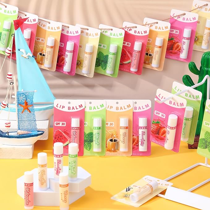 30 Pack Lip Balms SPF 30 Bulk Sunscreen Lip Balms Party Gifts Favors Lip Sunscreen Care with Vitamin E Wedding Bridal Shower Favors Baby Shower Gifts for Outdoor Travel Beach-FemmiqueWomen