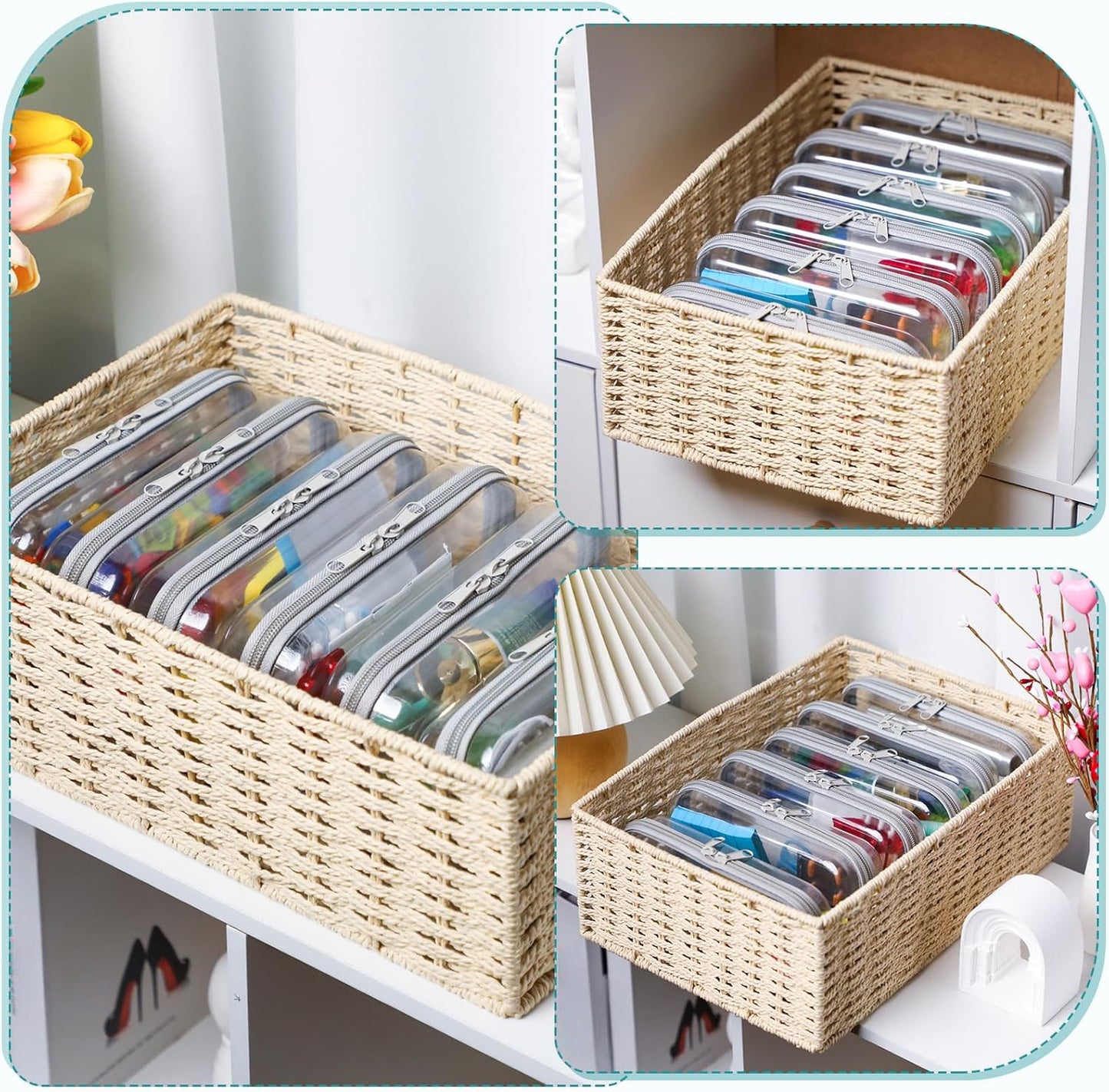 Sanwuta 6 Pcs Clear Hard Zipper Case Pencil Pouches Hard Plastic Zipper Pouches Makeup Bag Transparent Cases for Snacks Plastic Storage Organizer Box for Travel(Gray,7.48 x 3.94 x 2 Inch)-FemmiqueWomen