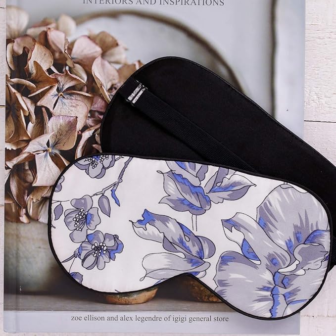 100% Pure Silk Eye Mask Sleep Eye Mask Eye Cover Eyeshade Sleeping Eye Mask Printed Colors (#11)-FemmiqueWomen