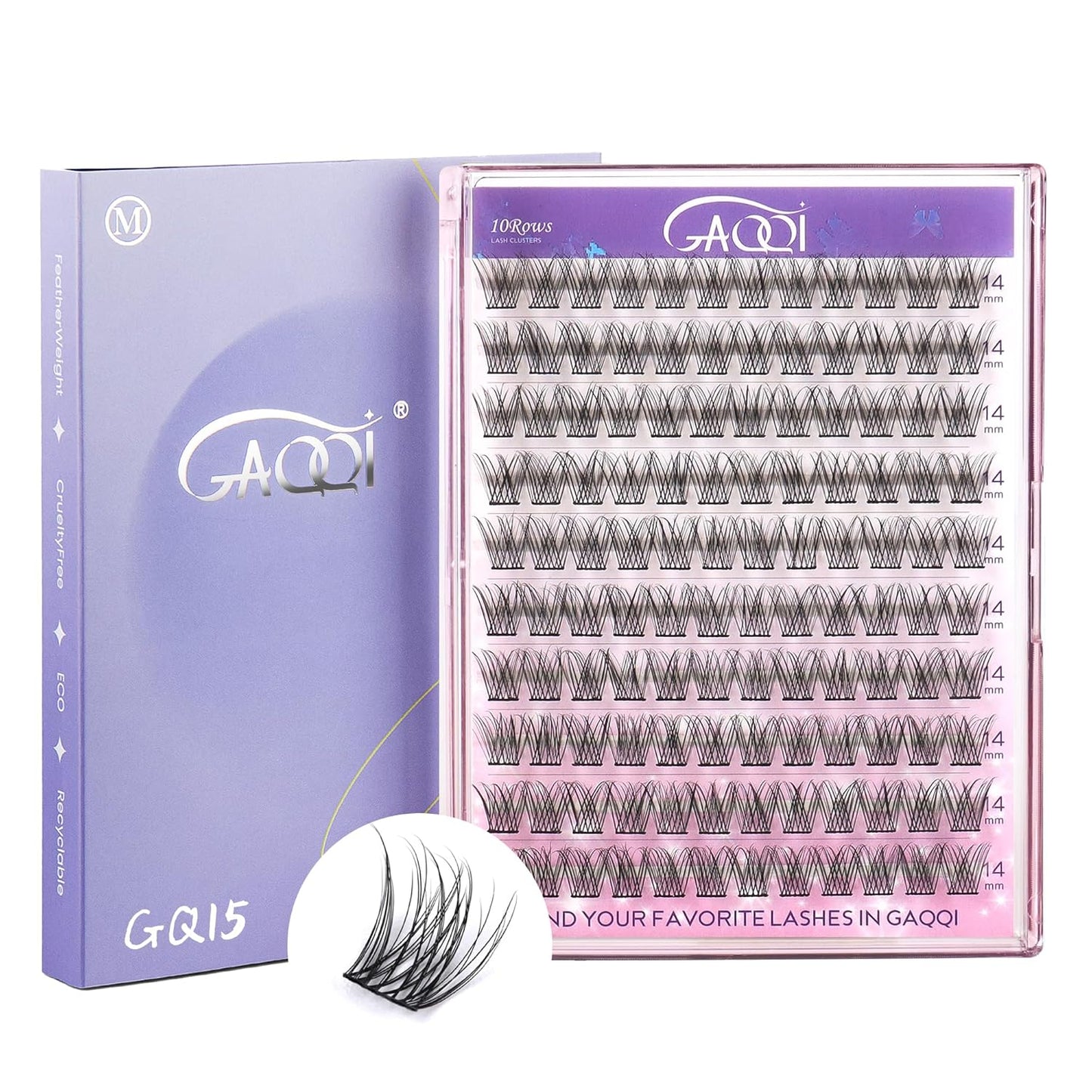 GAQQI Lash Clusters, Eyelash Clusters 120PCS C Curl Individual Lashes, Wispy Cluster Eyelash Extension 14mm Only, Natural Looking Cluster Lashes (GQ15, C Curl, 14mm)-FemmiqueWomen