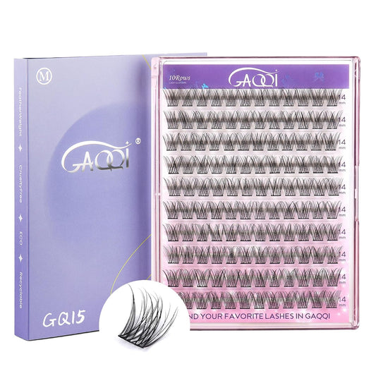 GAQQI Lash Clusters, Eyelash Clusters 120PCS C Curl Individual Lashes, Wispy Cluster Eyelash Extension 14mm Only, Natural Looking Cluster Lashes (GQ15, C Curl, 14mm)-FemmiqueWomen