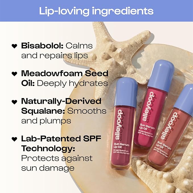 ALLEYOOP Sun Serum Lip Oil SPF 40 – Tinted Lip Oil with SPF, Hydrating Tinted Lip-Moisturizer for Women, Lips Sunscreen for Cracked Lips, Smooths & Soothes, Vegan, Travel-Friendly, Whirlwind-FemmiqueWomen
