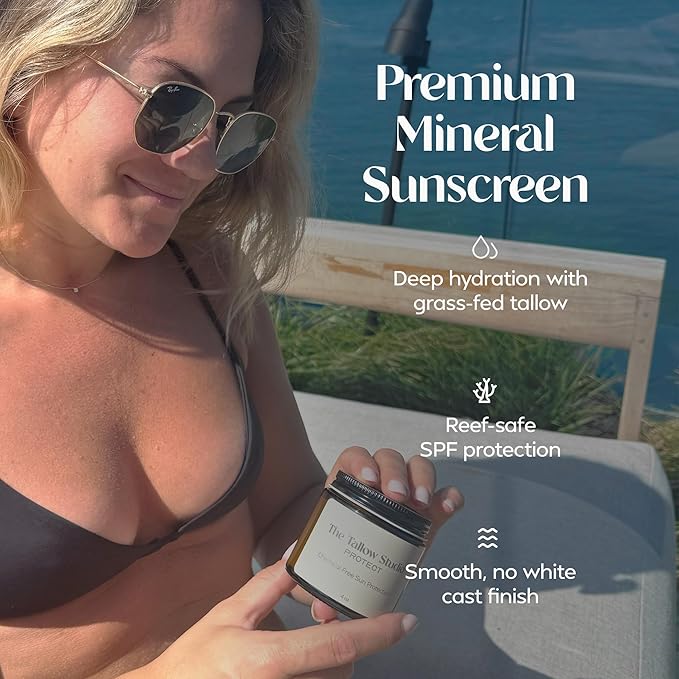 Everyday Tallow Mineral Sunscreen ~ SPF 30 | 100% Grass-Fed & Organic | Face & Body | Naturally Scented with Frankincense & Lavender Oil | Zinc Oxide | Water Resistant (2oz)-FemmiqueWomen