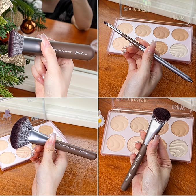 Bueart Design 26 Pcs Chocolate-colored Gift Makeup Brushes Set with Extra Large Holder,Elegant Make up Brushes for Foundation,Face Blending Powder, Contour, Highlight, Concealer, Eyeshadow-FemmiqueWomen