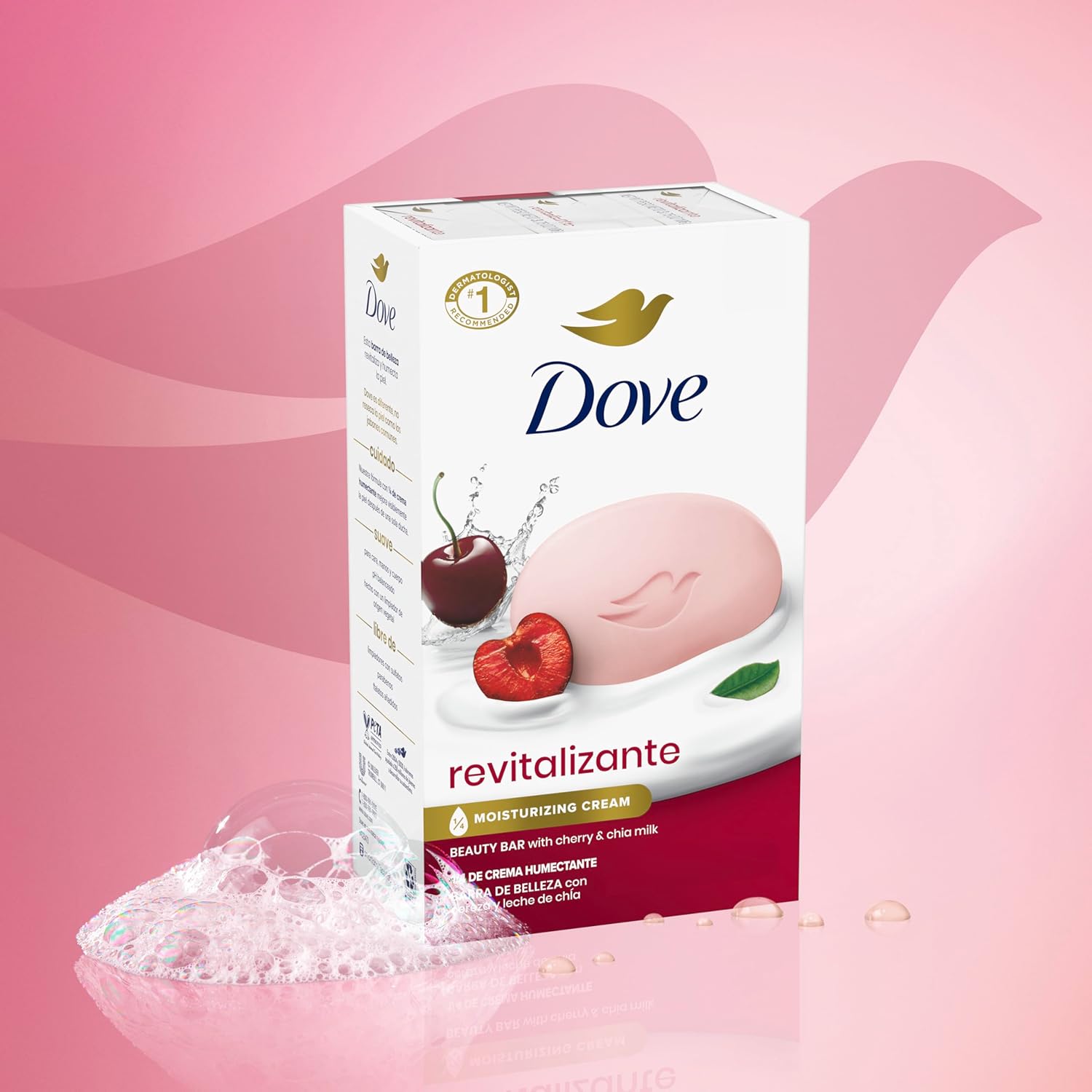 Dove Beauty Bar Soap Revitalizante Cherry & Chia Milk, for Revitalized Skin, 6 Bars A Skin Energy Boost 3.75 oz-FemmiqueWomen