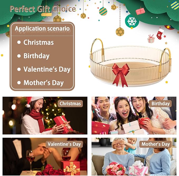 Rotating Makeup Organizer for Vanity, High-Capacity Skincare Clear Make Up Storage Perfume Organizers Cosmetic Dresser Organizer Countertop 360 Spinning (Gold, 1 Tier)-FemmiqueWomen