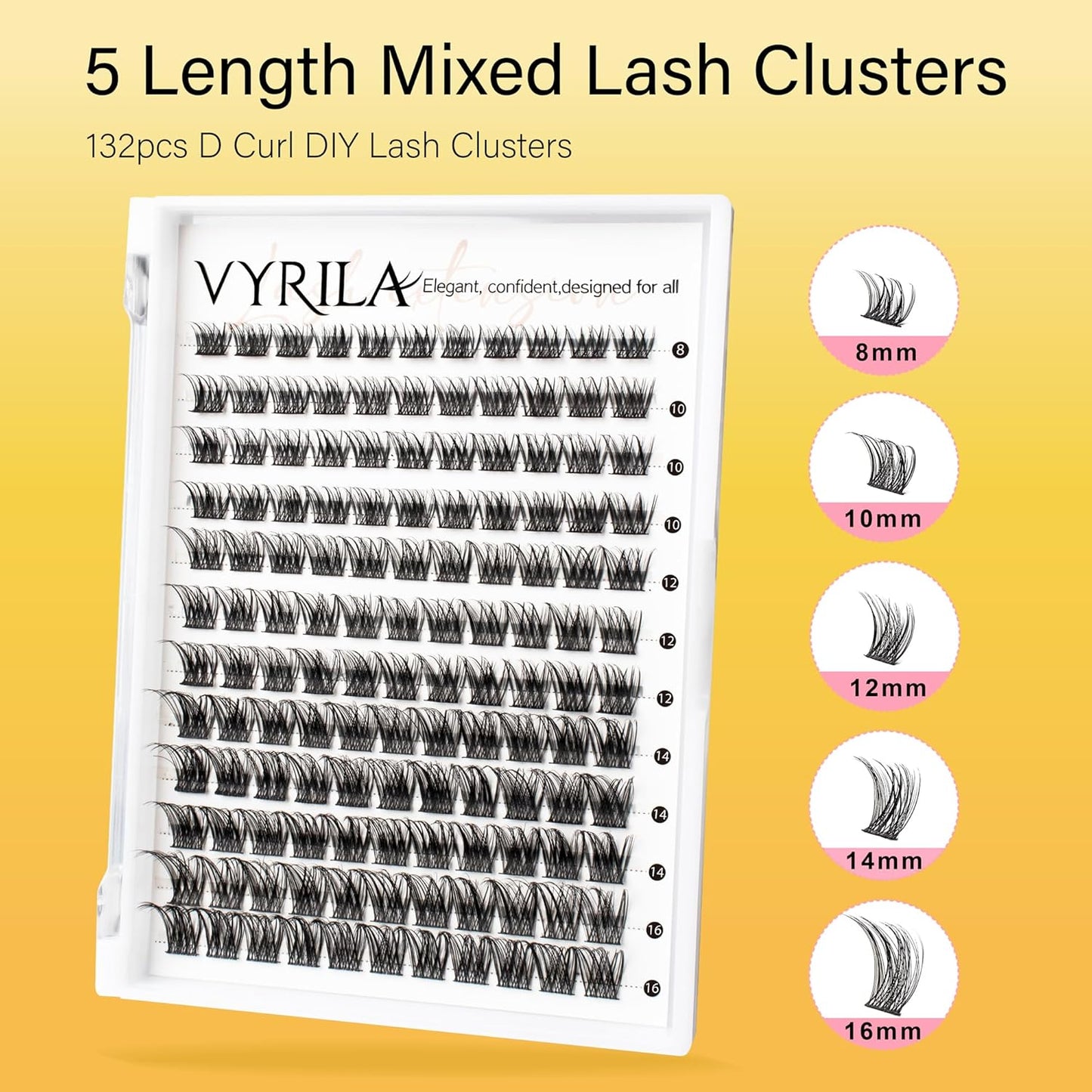 Lash Clusters 8-16mm, False Eyelashes 132pcs, Cluster Eyelash Extensions Matte Black Soft, Diy Lash Extensions D Curl Natural Lash Clusters Faux Mink Lashes Wispy๏ผBreeze,132pcs,0.07,D,8-16MIX)-FemmiqueWomen