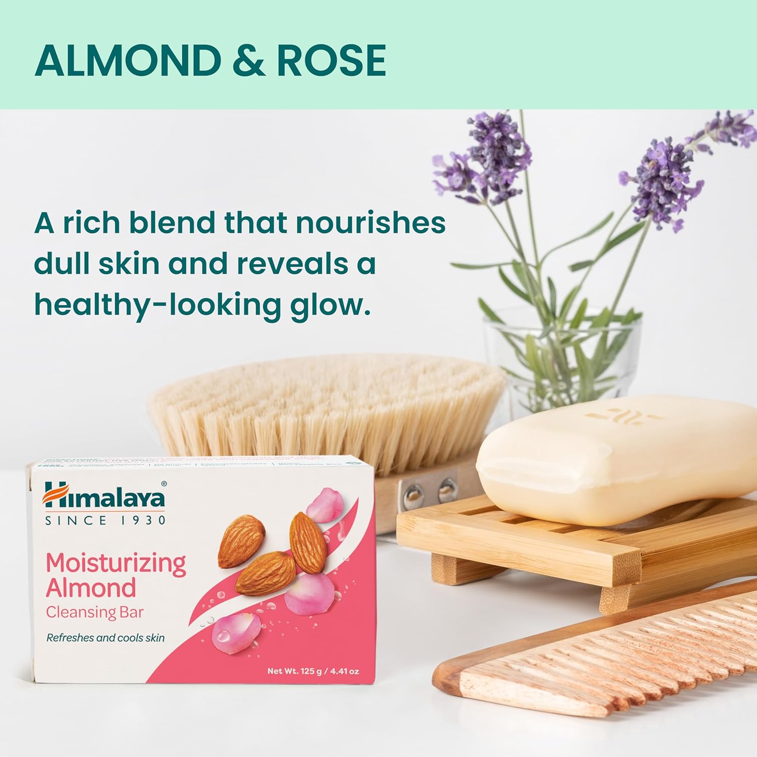 Himalaya Moisturizing Almond Cleansing bar, Body Soap for Soft and Healthy-Looking Skin 4.41 oz/125 g, 6 Pack-FemmiqueWomen