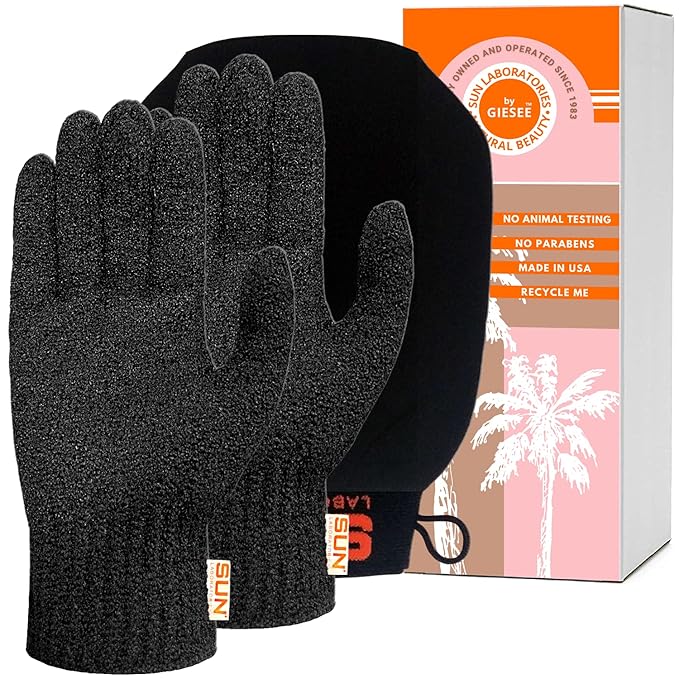 Sun Laboratories By Giesee Exfoliating Body Glove and Tan Removal Mitt, Self Tan Remover, Exfoliating Glove, Deep Exfoliating Body Scrubber, Tanning Mitt, Fake Tan Remover, Body Exfoliator Glove
