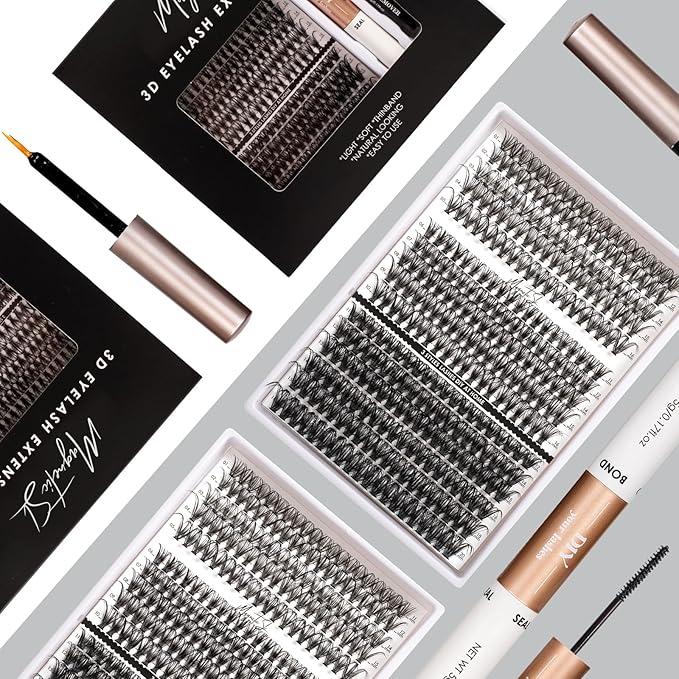 DIY Lash Extensions Kit 320pcs Individual Lashes Clusters 30D 40D 60D D Curl Eyelash Extension Kit with Applicator and Lash Bond&Seal, Lash Remover For False Eyelash Mix 11-20mm (30D+40D+60D KIT)-FemmiqueWomen