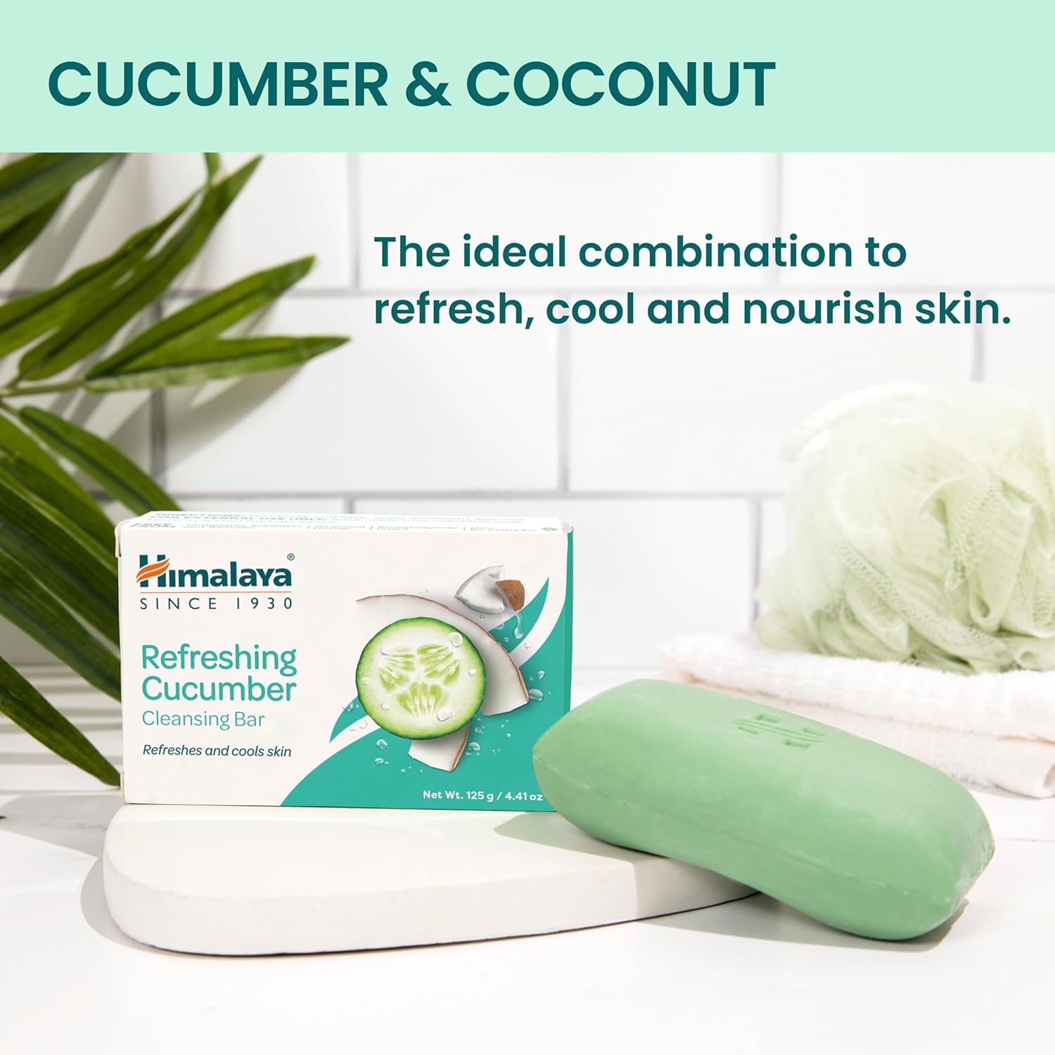 Himalaya Refreshing Cucumber Cleansing Bar, Face and Body Soap for Soft Skin, 4.41 oz, 12 Pack-FemmiqueWomen