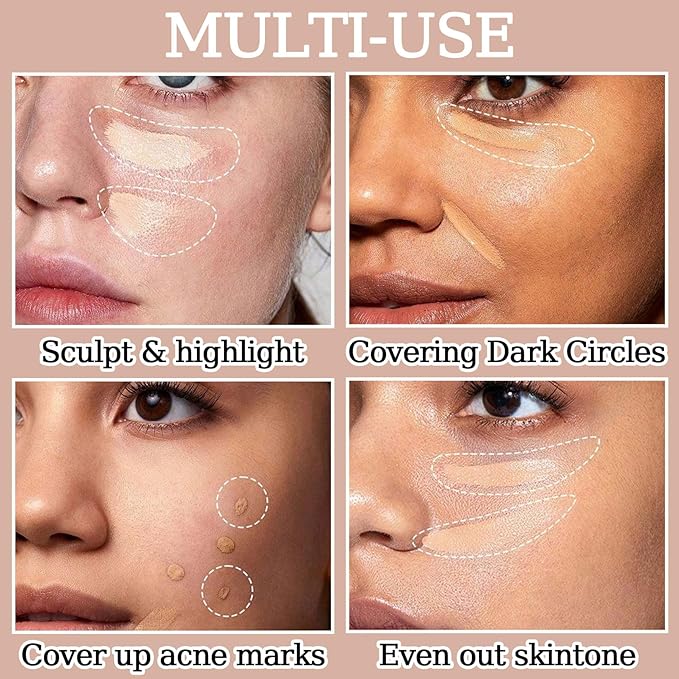 10 Colors Correcting Concealer Palette,Colors Corrector Palette,Moisturizing Full Coverage Liquid Foundation Cream Contour Makeup Palette with Brush-FemmiqueWomen