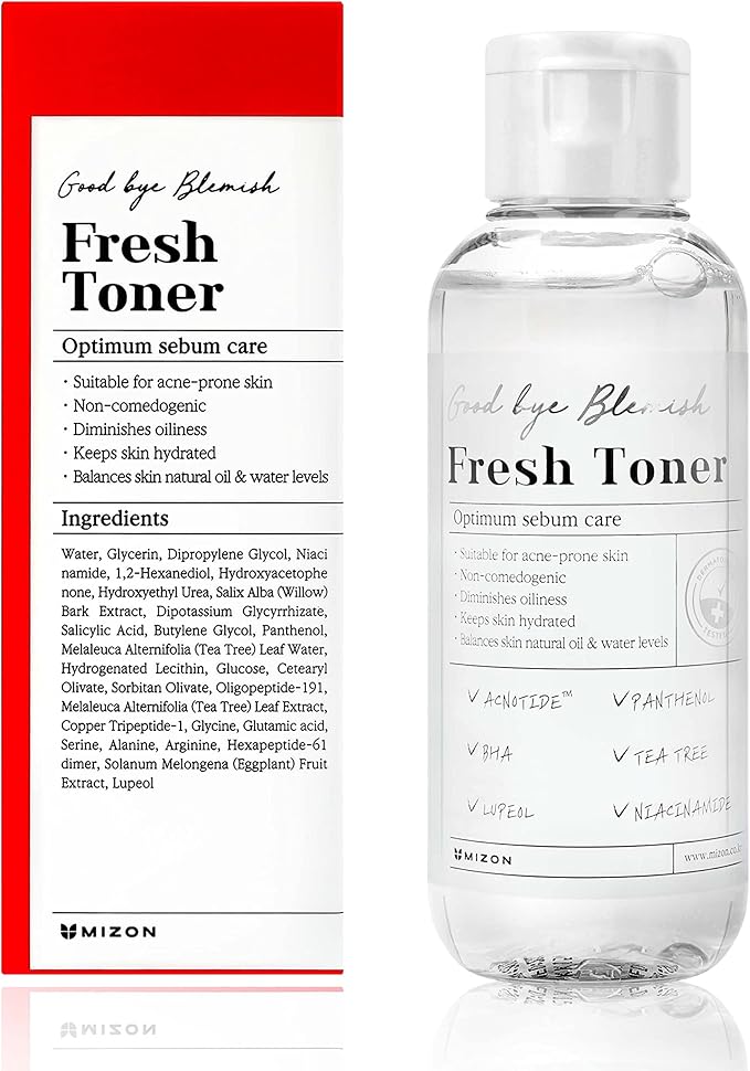 MIZON Goodbye Blemish Fresh Toner, BHA, Niacinamide for Excessive Sebum, Troubled Skin, Acne Treatment, Breakout Treatment, Korean Skincare, Acne Spot Treatment, Smooth Skin (120ml/4.05 fl. oz.)-FemmiqueWomen