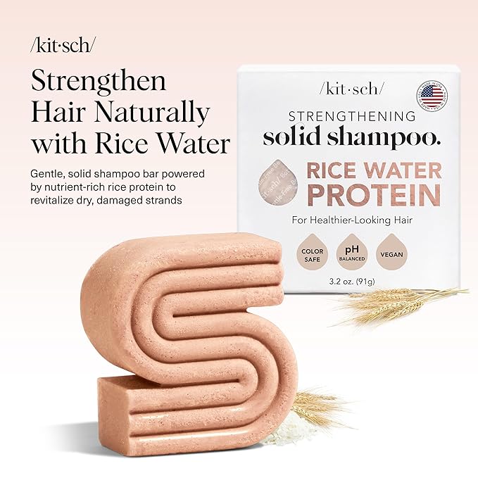 Kitsch Rice Water Shampoo Bar – Dry Hair Shampoo & Soap Bar for Hair Care & Hair Growth – Women and Mens Shampoo – Strengthens Damaged Hair – Vegan, Paraben, Silicone & Sulfate-Free – 3.2 oz-FemmiqueWomen