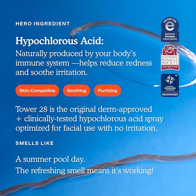 Tower 28 SOS Daily Rescue Facial Spray for Sensitive Skin, Hypochlorous Acid Spray Helps Visibly Reduce the Appearance of Redness and Breakouts, Travel Size Toner for Face, 1 FL Oz-FemmiqueWomen