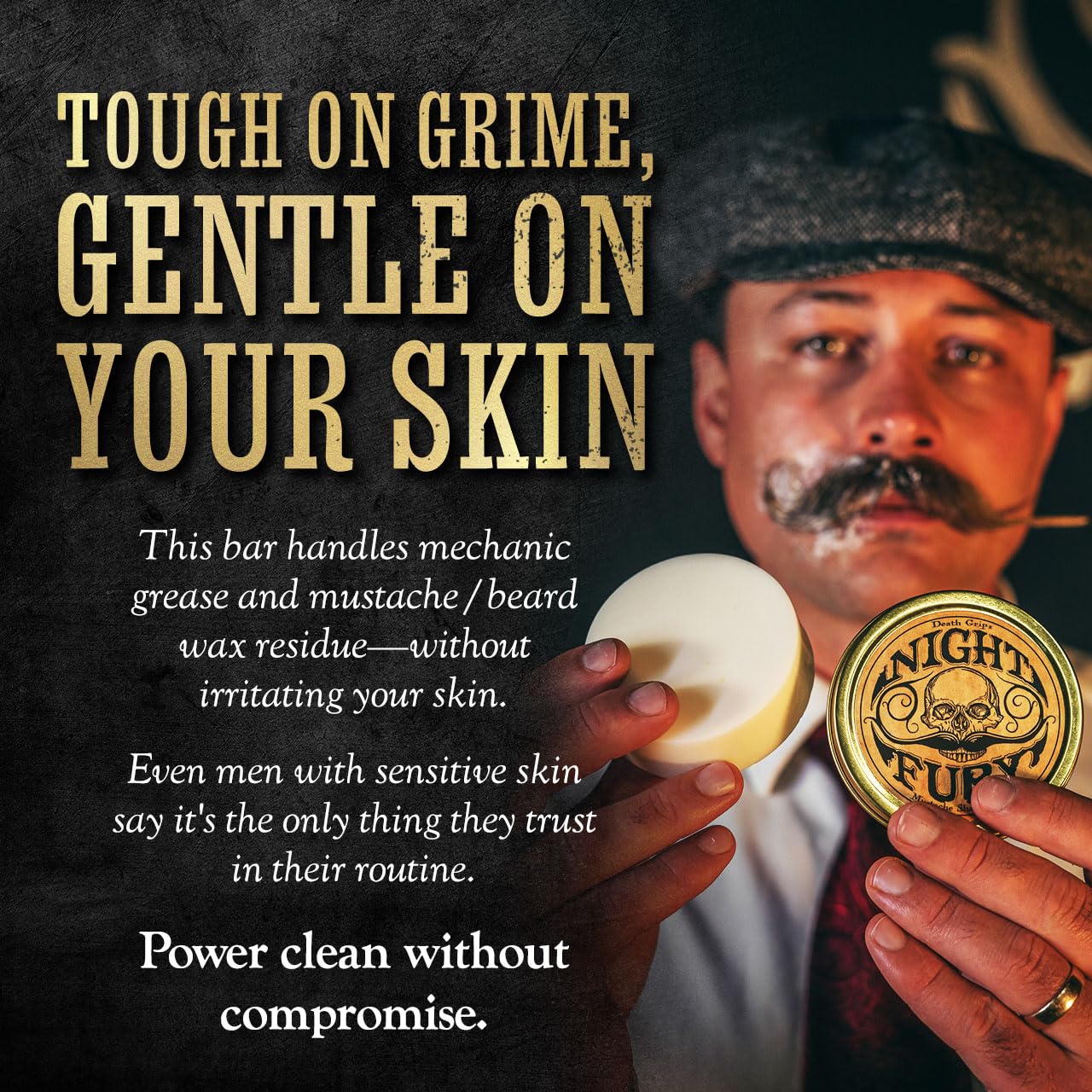 Night Fury Beard & Mustache Wash Bar – Citrus Scent – Gentle Lathering Face Soap for Men – Deep Clean, Softens Facial Hair, Removes Wax Build-Up – Natural Ingredients – Grooming Bar in Travel Tin-FemmiqueWomen