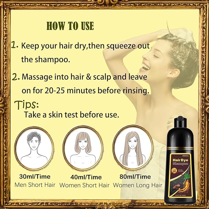 Dark Coffee Hair Dye Shampoo 3 in 1 for Gray Hair Coverage - Instant Shampoo Para Pintar el Cabello for Women Men, Herbal Brown Hair Color Shampoo Easy to Use & Long Lasting Champu Para Canas 16.90 oz-FemmiqueWomen