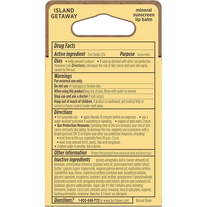 Burt’s Bees SPF 30 Lip Balm Mothers Day Gifts for Mom, Island Getaway - Coco Loco, Beaches & Cream, Tropic Like It's Hot, Water-Resistant Sun Care, Natural Origin Lip Treatment, 3 Tubes, 0.15 oz-FemmiqueWomen