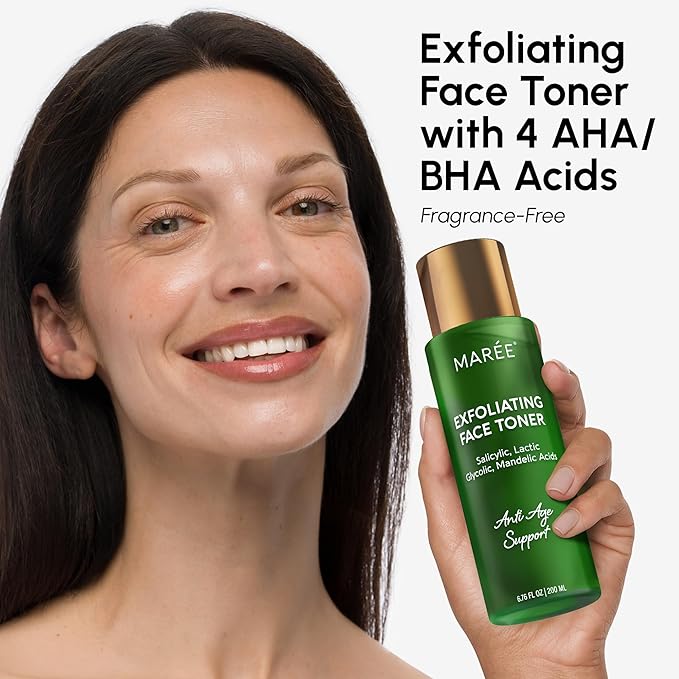 MAREE Exfoliating Toner with Salicylic Acid – AHA BHA Exfoliant & Face Exfoliator Pore Cleaner – BHA Liquid Exfoliant – Sebum Dead Skin Care Remover for Face – Exfoliante Para la Cara Acido Salicilico-FemmiqueWomen