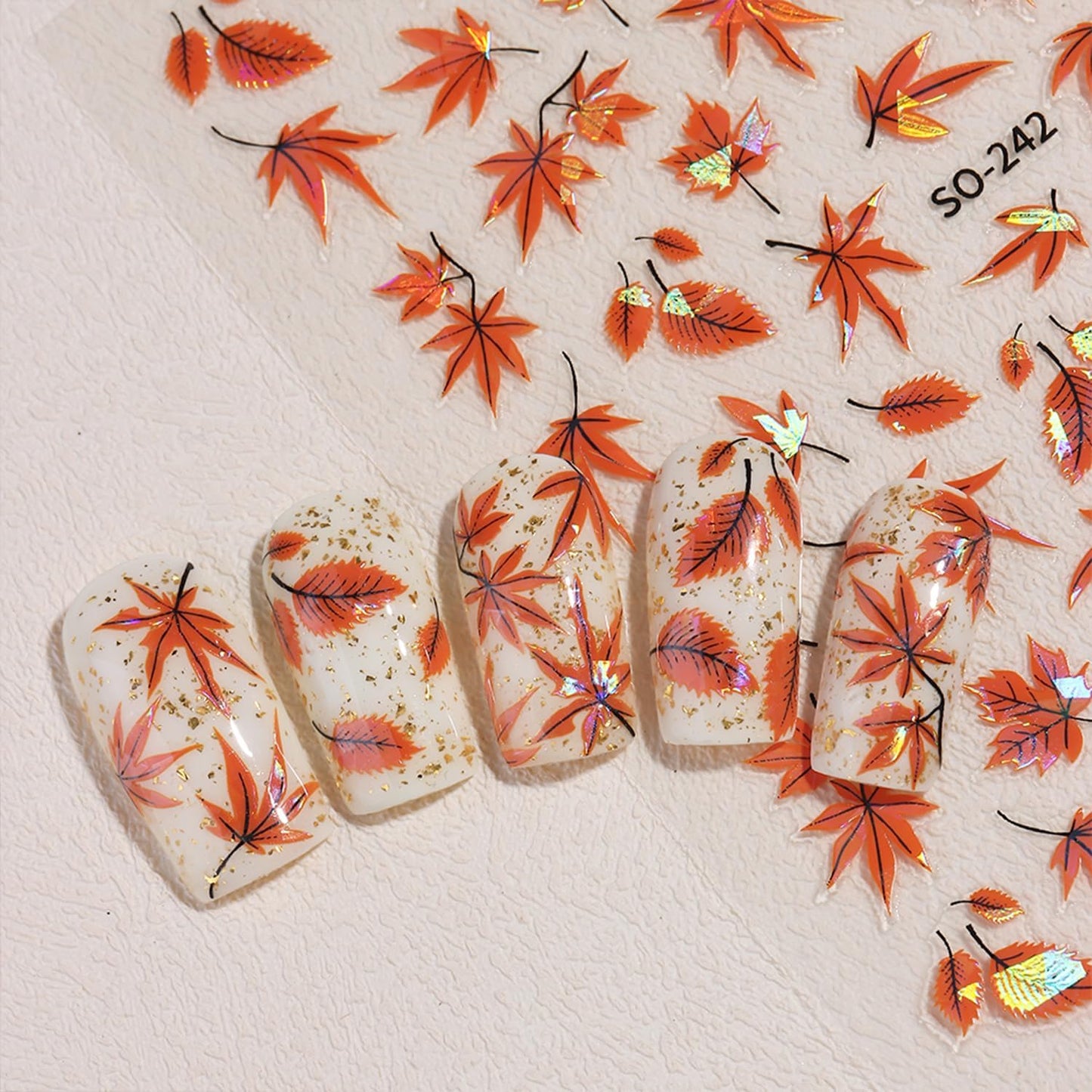 10 Sheets Fall Nail Art Stickers Decals Thanksgiving Nails Decals Autumn Maple Leaf Nails Stickers Self-Adhesive Maple Leaves Nail Art Decals for Women-FemmiqueWomen