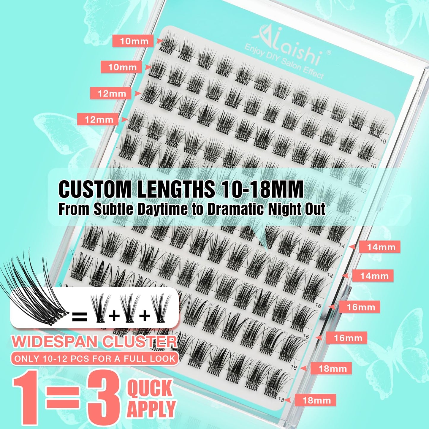 No Glue Needed Lashes, Self Adhesive Eyelashes, DIY Lash Cluster Eyelash Extensions Kit 10‑18mm,100pcs Fluffy D Curl Soft Natural Lashes with Tweezers–Fake Cat Eye Wispy Individual Clusters(NGDY61)-FemmiqueWomen