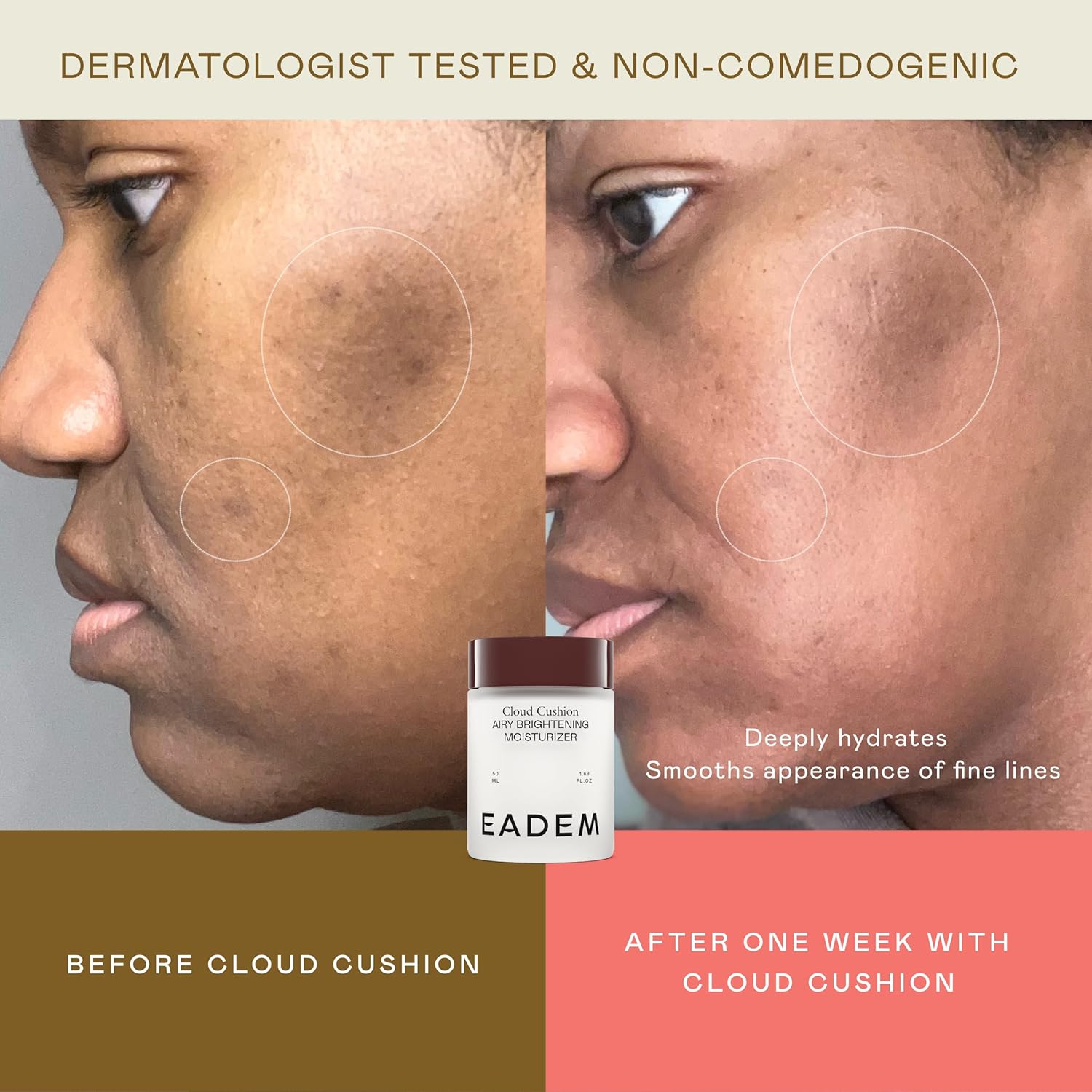 EADEM Cloud Cushion, Face Moisturizer Cream, Skin Care Ultra Repair Cream, Skin Barrier Repair, Hydrating Skincare Cleanser & Moisturizer with Peptides & Ceramides, Face Cleanser, 1.69 oz-FemmiqueWomen