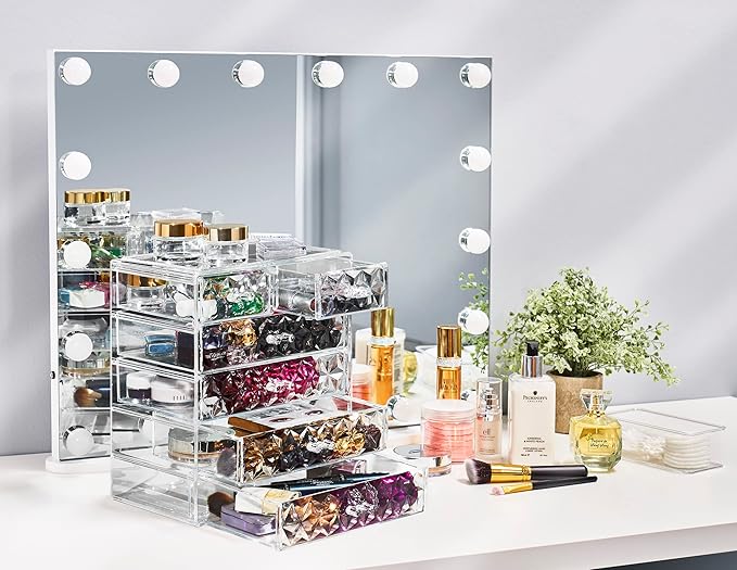 Sorbus Acrylic Makeup Organizer - Organization and Storage Case for Cosmetics Make Up & Jewelry - Big Clear Makeup Organizer for Vanity, Bathroom, College Dorm, Closet, Desk (4 Large, 2 Small Drawers)-FemmiqueWomen
