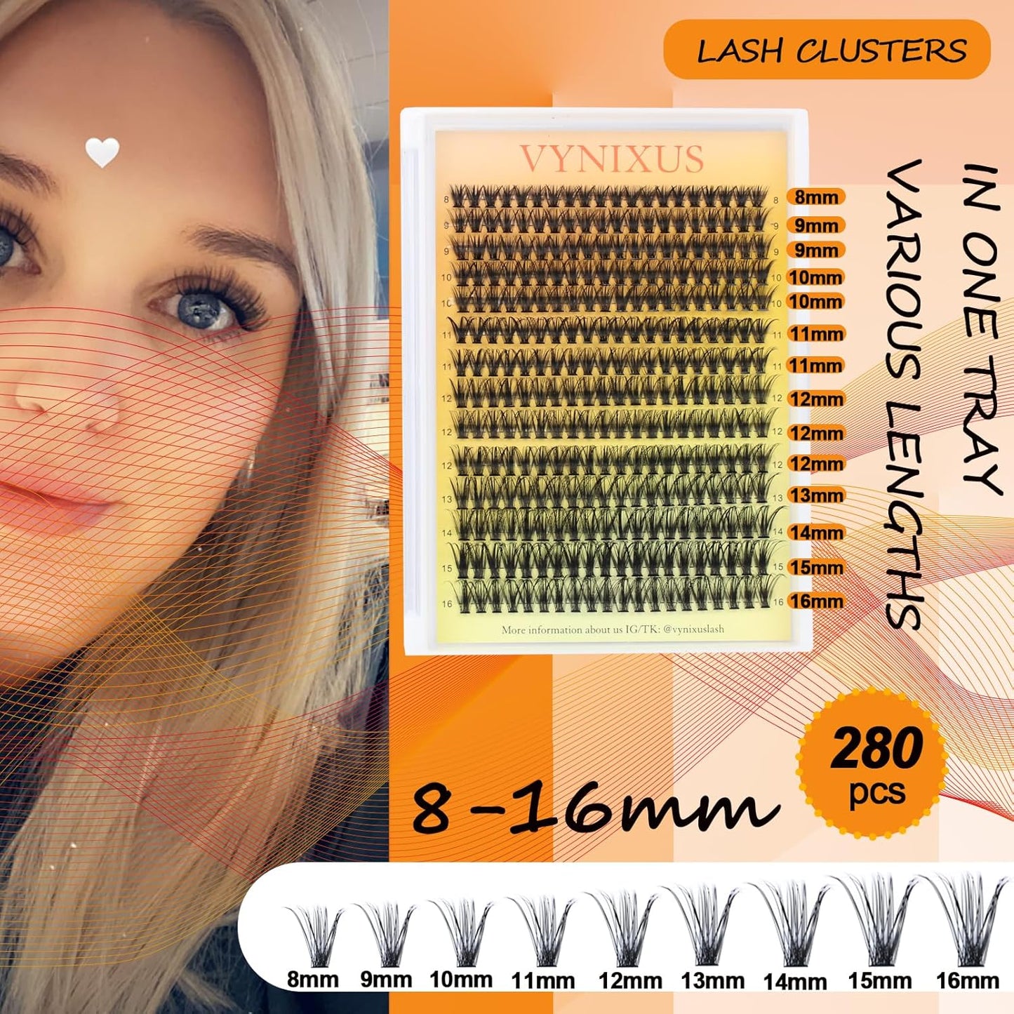 Eyelash Clusters Fluffy Lash Clusters Wispy Individual Lashes Cluster Eyelash Extensions D Curl DIY at Home Natural Cluster Lashes (40D-0.07D-Mix8-16)-FemmiqueWomen