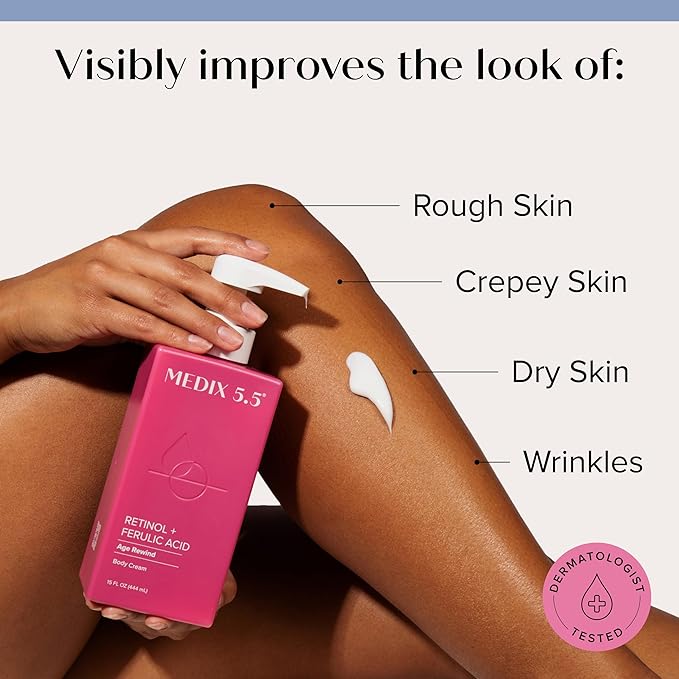 Medix 5.5 Retinol Body Lotion Firming Moisturizer | Crepey Skincare Treatment | Retinol Body Cream | Anti Aging Firming Cream For Women Targets Look Of Crepe Skin, Wrinkles, & Sagging Skin, 2-Pack-FemmiqueWomen