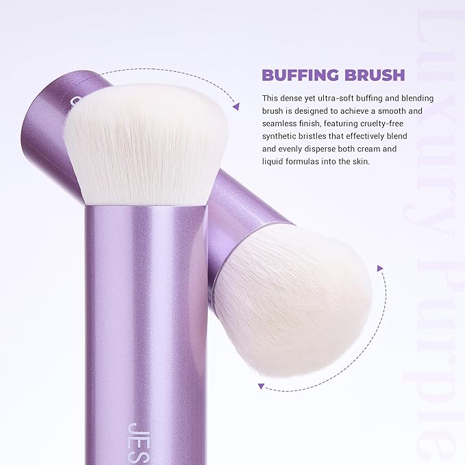 Jessup Professional Foundation Brush for Liquid, Cream and Powder, Large Dense Face Makeup Brush for Natural Flawless Finish, Luxury Purple AS004-FemmiqueWomen