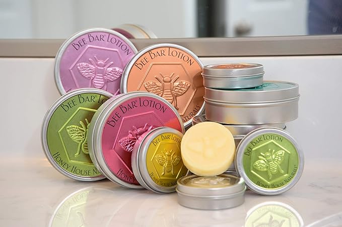 Bee Bar Honey House Naturals Duo – Vanilla - Small 6 Ounce and Large 2 Ounce– All Natural Ultra Moisturizing Lotion Bar Infused with Essential Oils and Butters – Made in USA-FemmiqueWomen