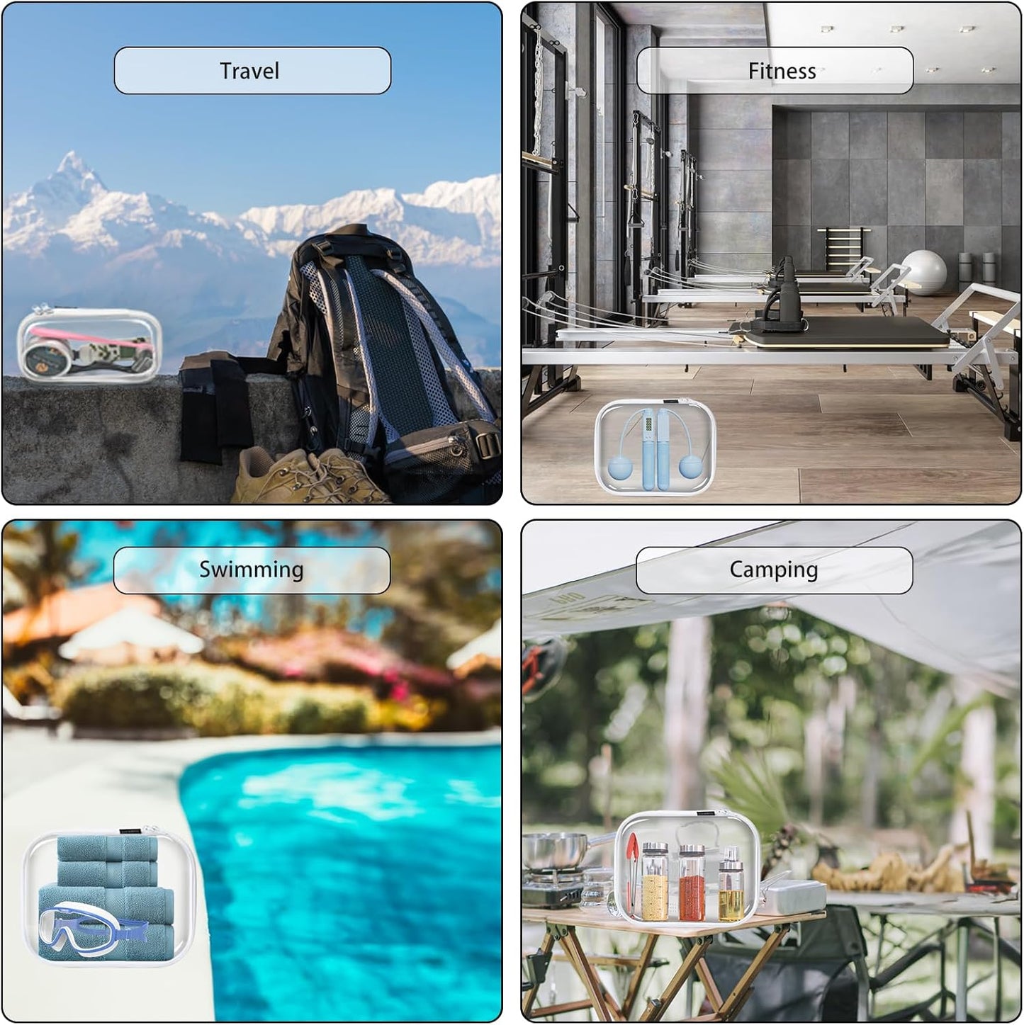 Hard Sided Clear Zipper Case for Storage- Professional-Grade Plastic Clear Zipper Pencil Case,Toy Storage Bins, Toiletry Pouch, Travel Organizer, Cosmetic Bag(White,3 Pack, LMS)-FemmiqueWomen