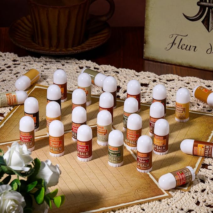 10 Pcs Mini Sunscreen Lip Balms Bulk SPF 30 Lip Balm Sticks Favors with Sunscreen SPF Employee Staff Appreciation Gifts Bulk Team Coworkers Christmas Party Gifts for Travel Beach-FemmiqueWomen